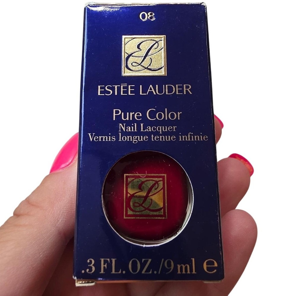 Estee Lauder Pure Color Nail Lacquer 08 Red Cherry 0.3oz 9ml New F1